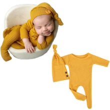 Load image into Gallery viewer, Babymoon Strechable Bodysuit &amp; Cap New Born Outfits Costumes-Yellow
