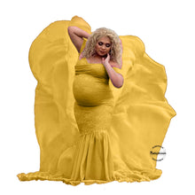 Load image into Gallery viewer, Babymoon Off Shoulder Long Tail Maternity Gown Dress - Yellow
