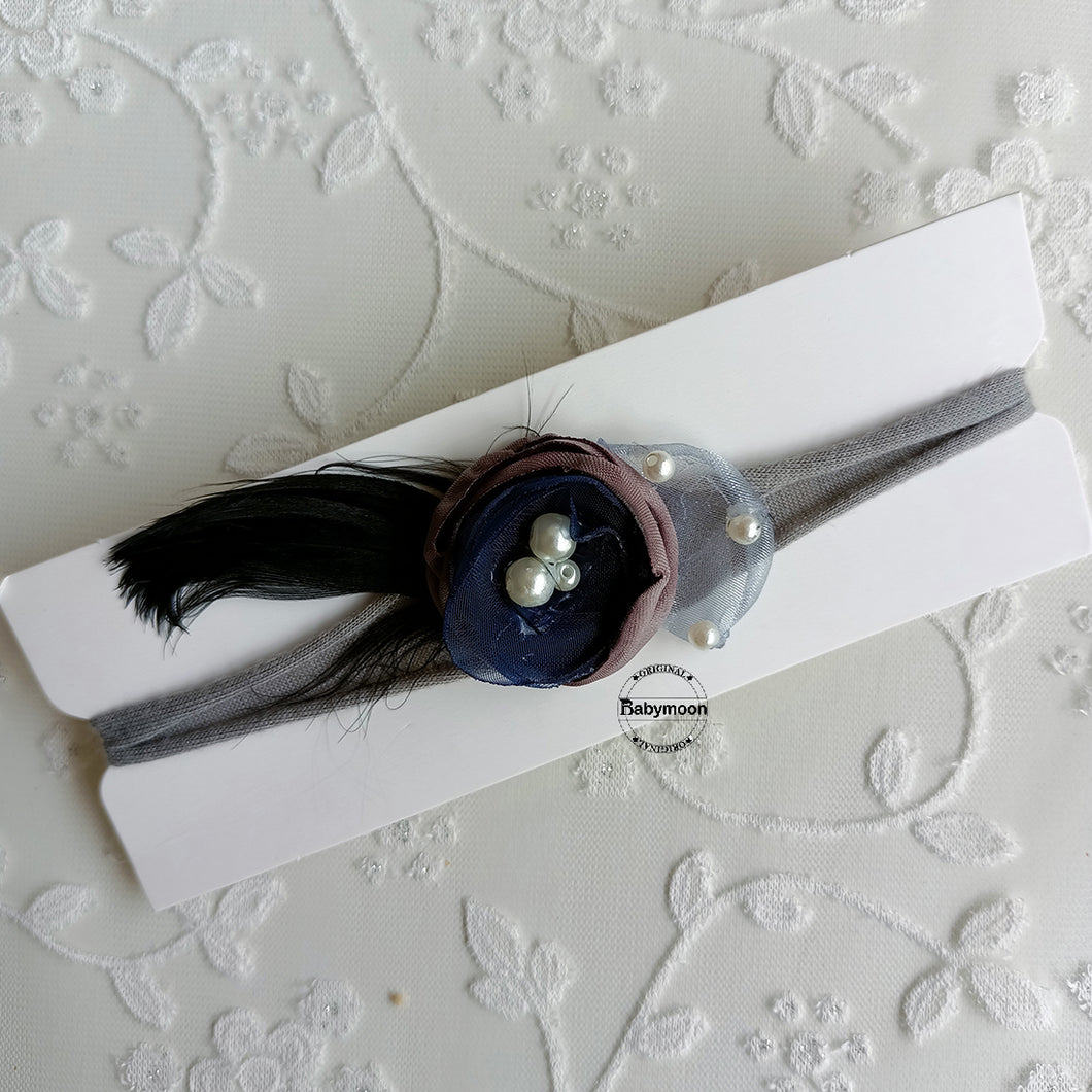 Babymoon Baby Designer Floral Headband - Black