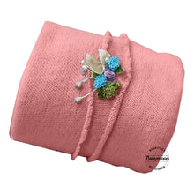 Load image into Gallery viewer, Babymoon Textured Stretchble Baby Photography Shoot Wrap Cloth With Hairband - Dark Pink
