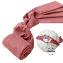 Load image into Gallery viewer, Babymoon Textured Stretchble Baby Photography Shoot Wrap Cloth With Hairband - Dark Pink
