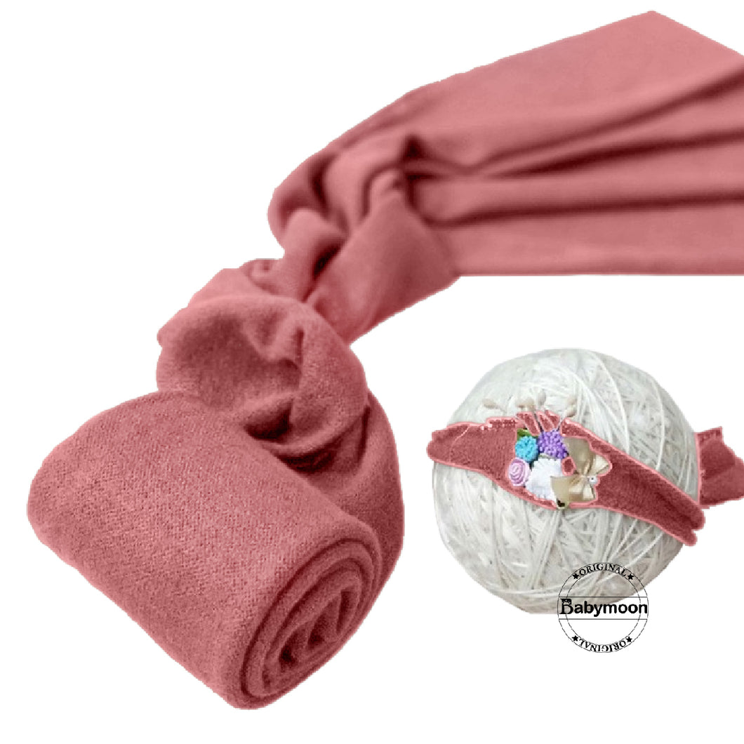 Babymoon Textured Stretchble Baby Photography Shoot Wrap Cloth With Hairband - Dark Pink