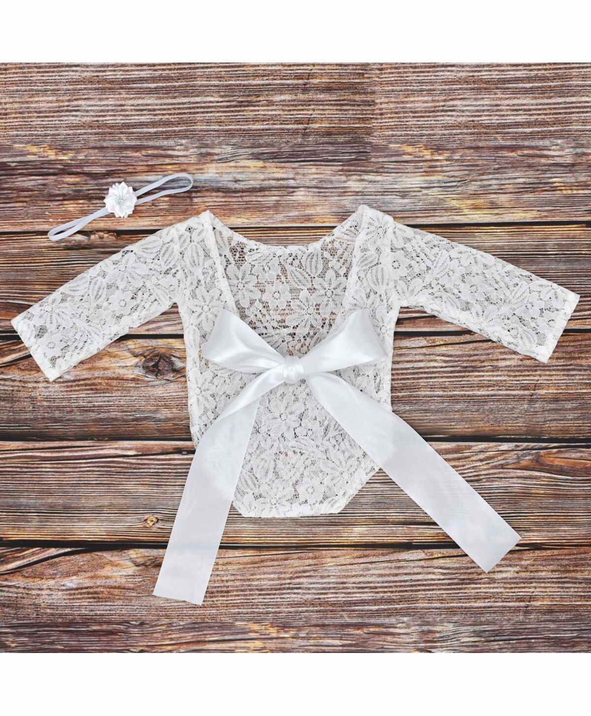 Babymoon Lace Romper with Hairband Photoshoot Props Costume